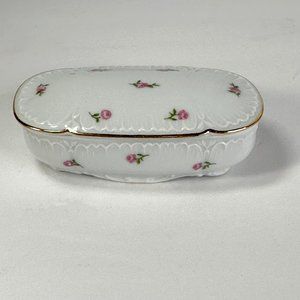Floral Royal Limoges Dish with Lid Ceramic Made in France